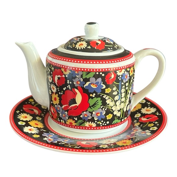 Vera Bradley Other - Vera Bradley Poppy Fields Tea for One TEAPOT & SAUCER ONLY Barnes & Noble Steep